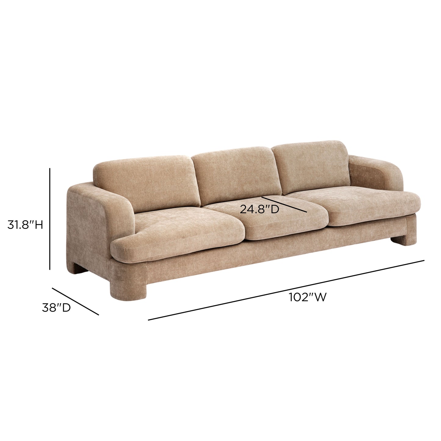 Halsey Textured Fabric Sofa - Tan - Image 5