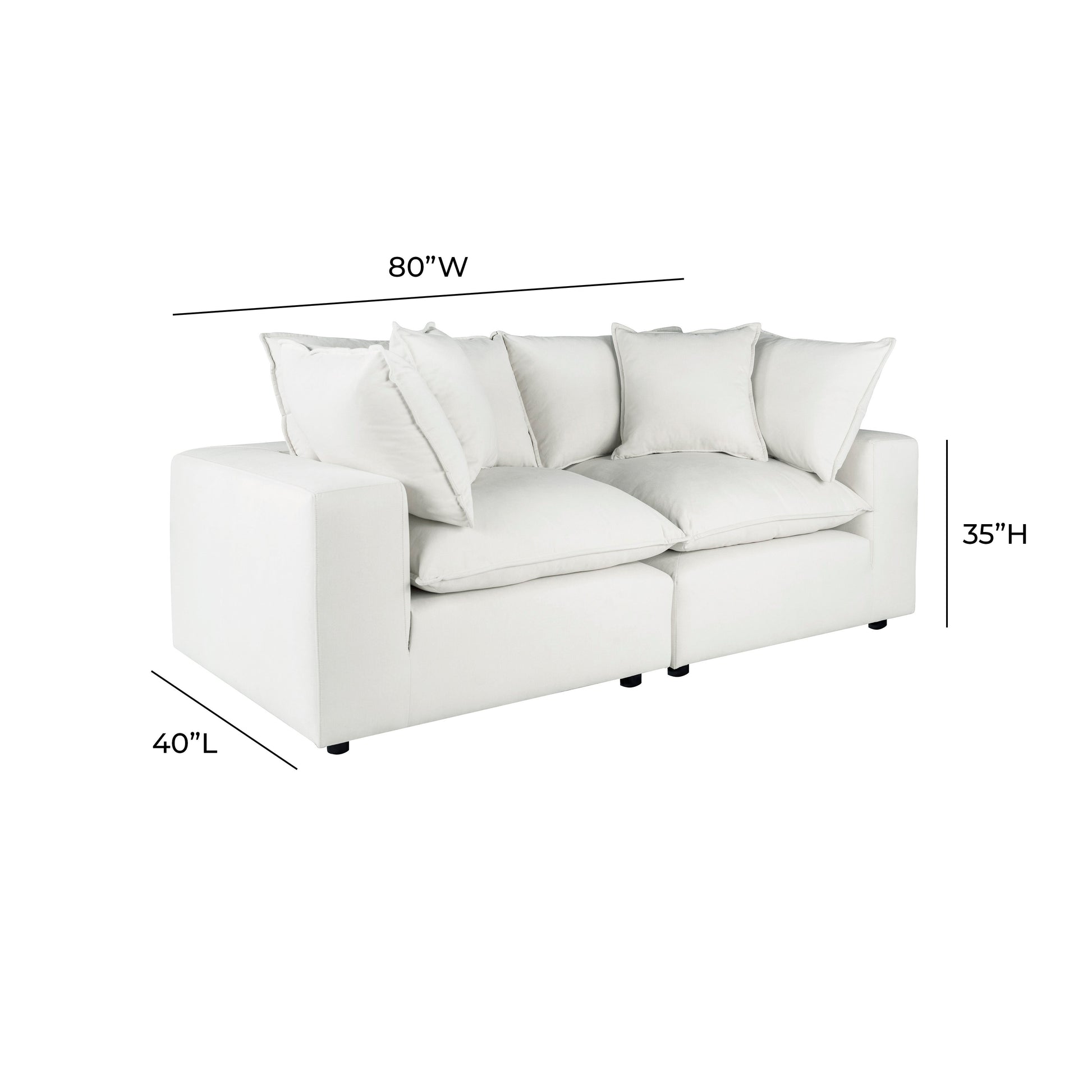 Cali 80" Modular Loveseat - Pearl - Image 7
