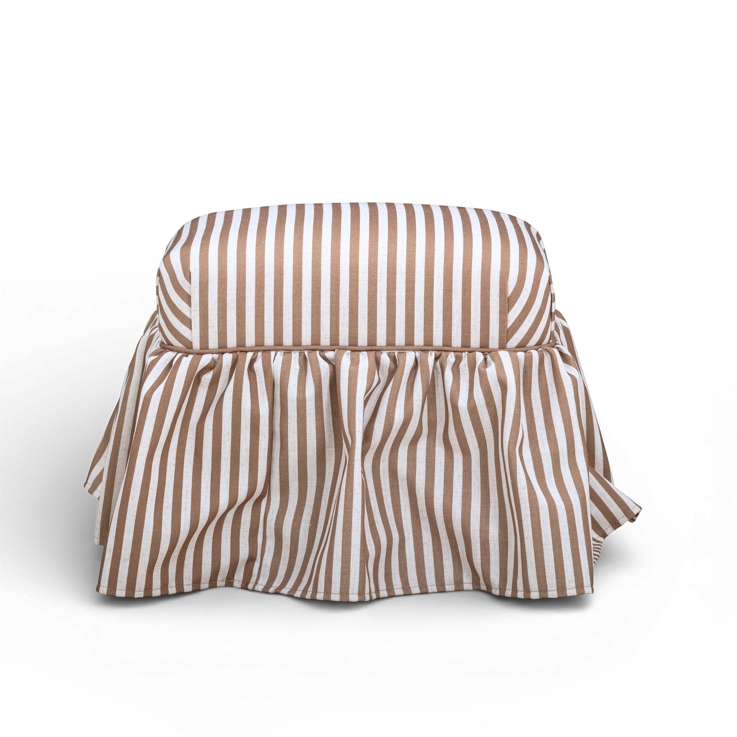Gertrude Performance Linen Skirted Ottoman - Brown - Image 3