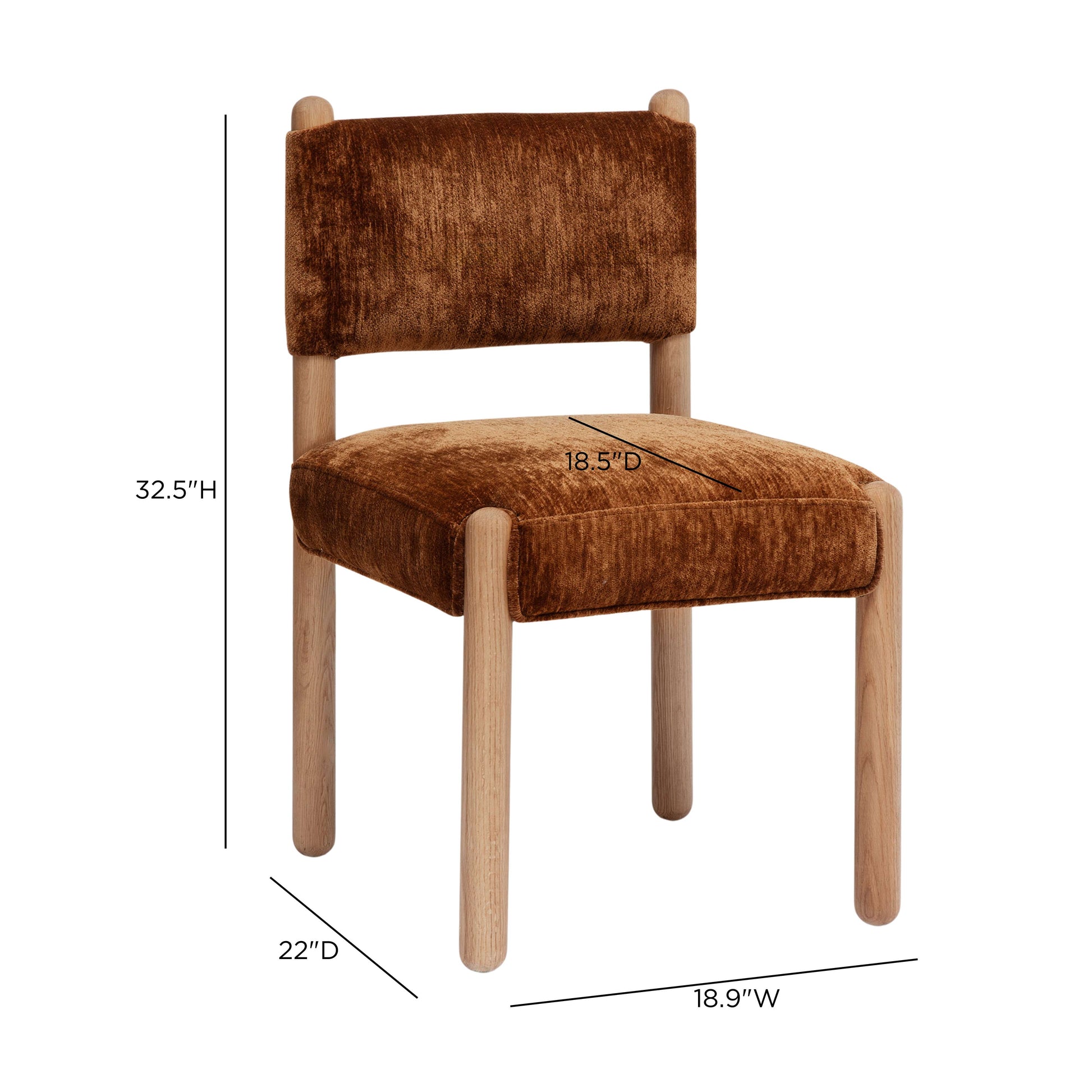 Bruno Thick Performance Chenille Straight Back Dining Chair - Bronze - Image 6