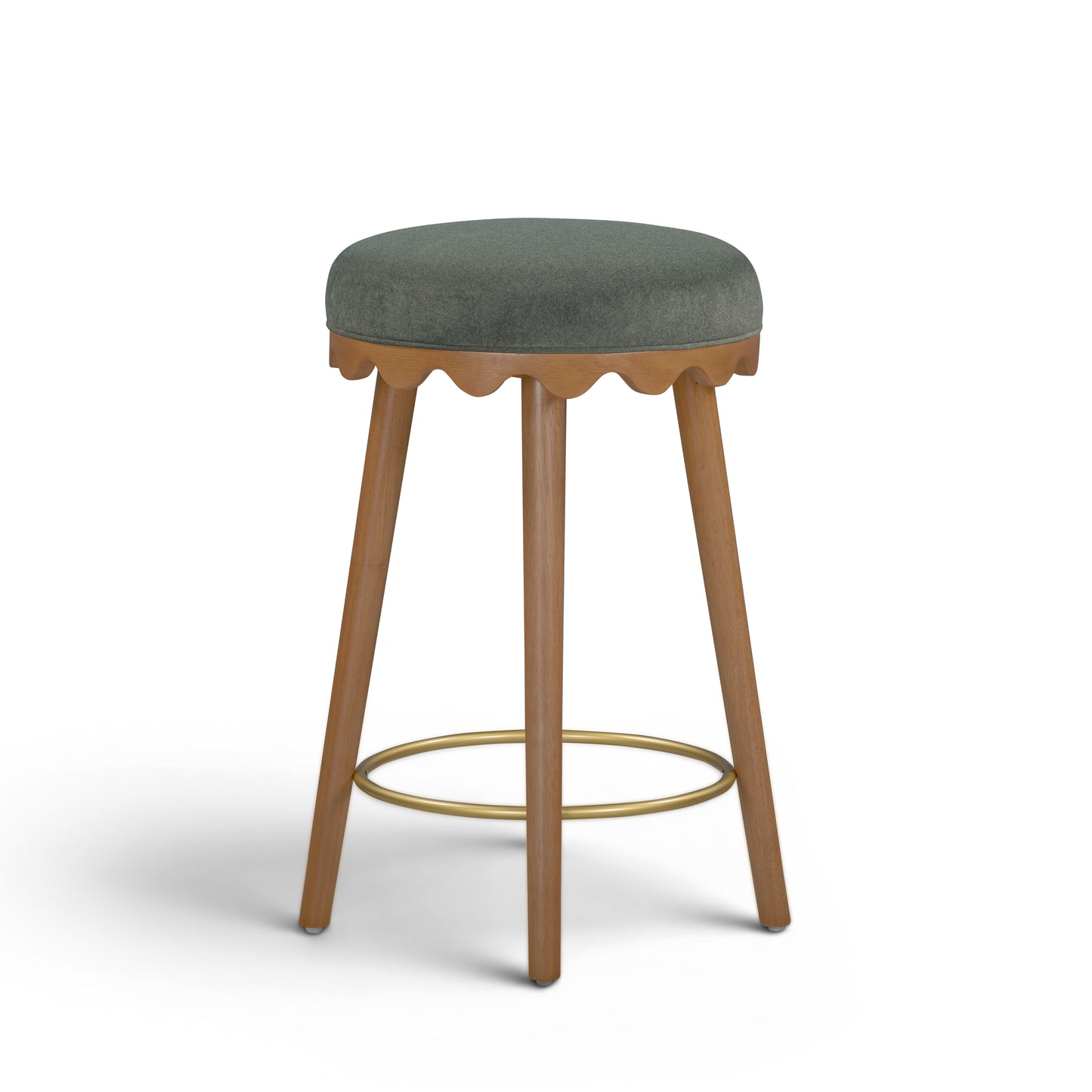 Oodle Green Performance Vegan Mohair Light Walnut Counter Stool - Image 2