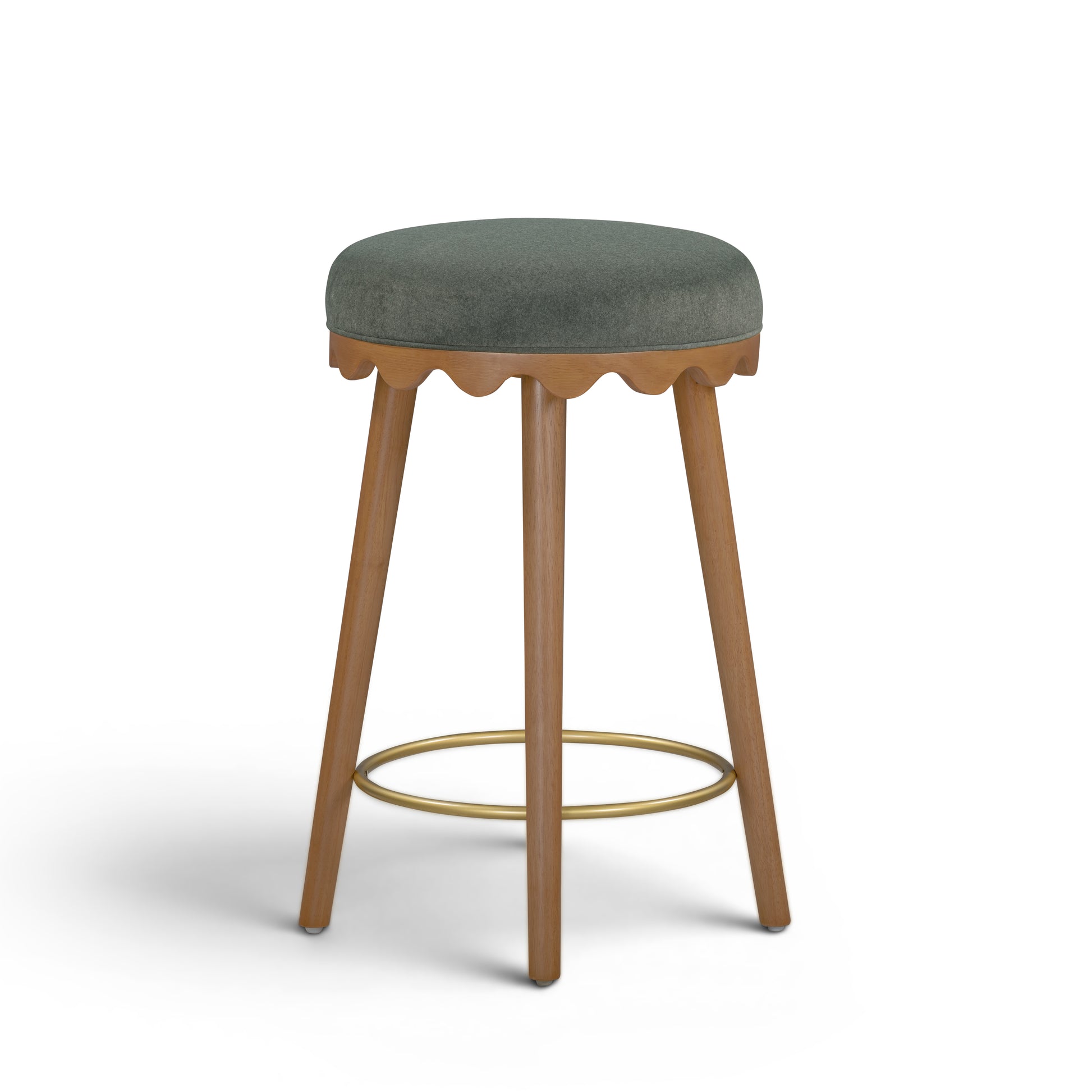 Oodle Green Performance Vegan Mohair Light Walnut Counter Stool - Image 2