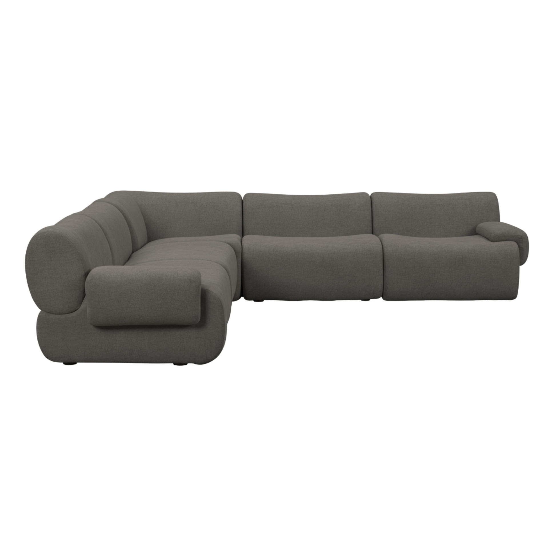 Zenith 5-Piece Contract-Grade Upcycled Fabric Modular L-Sectional - Grey - Image 3