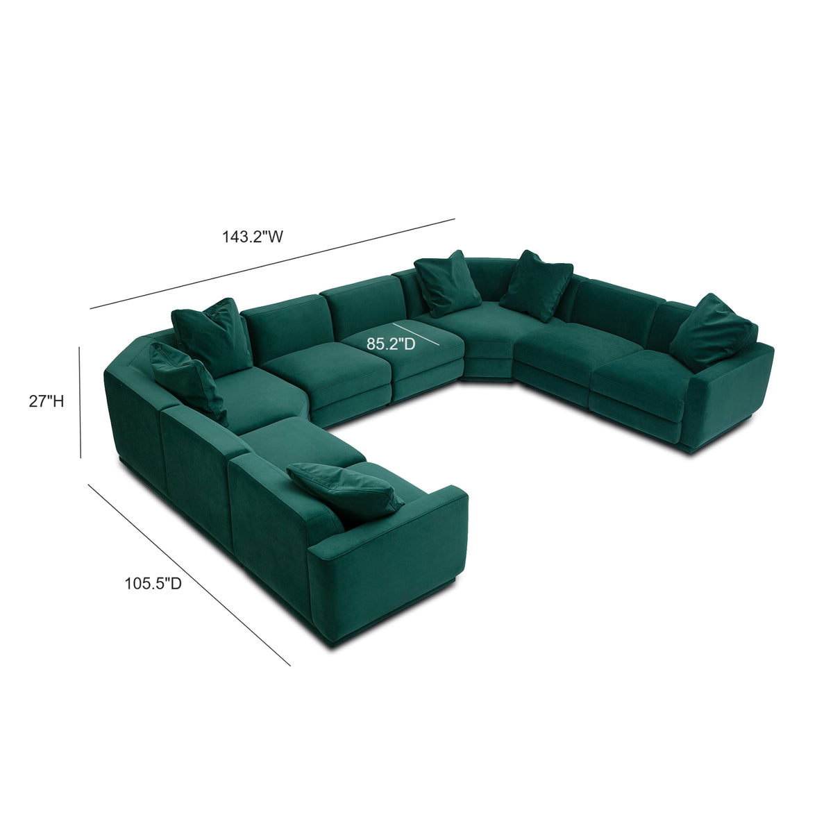 Perry 8-Piece Modular Large U-Sectional - Deep Green - Image 6