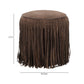 Daphne Round Suede Fringe Ottoman - Chocolate Brown - Image 5