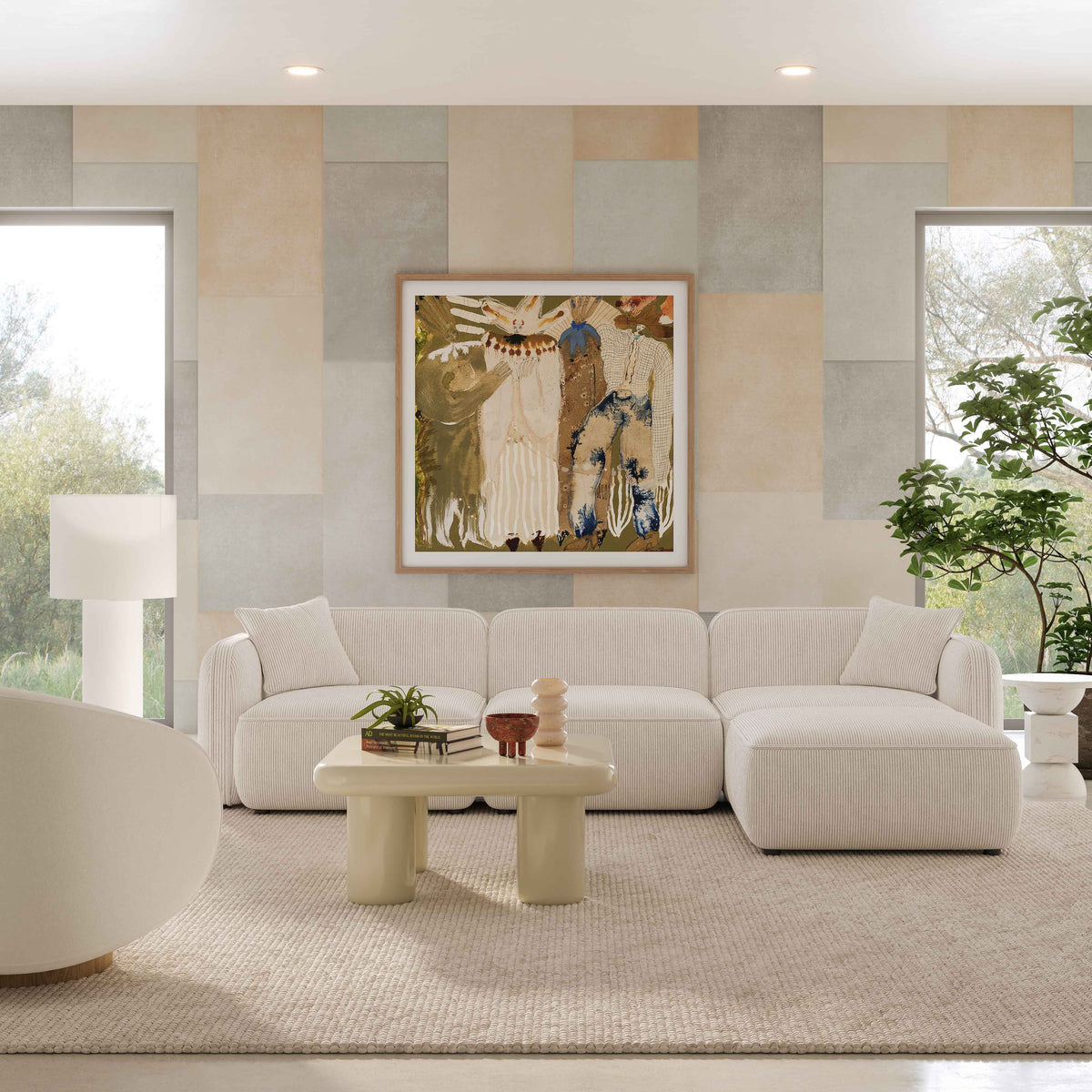 Travie 4-Piece Modular Sectional - White Sand - Image 2