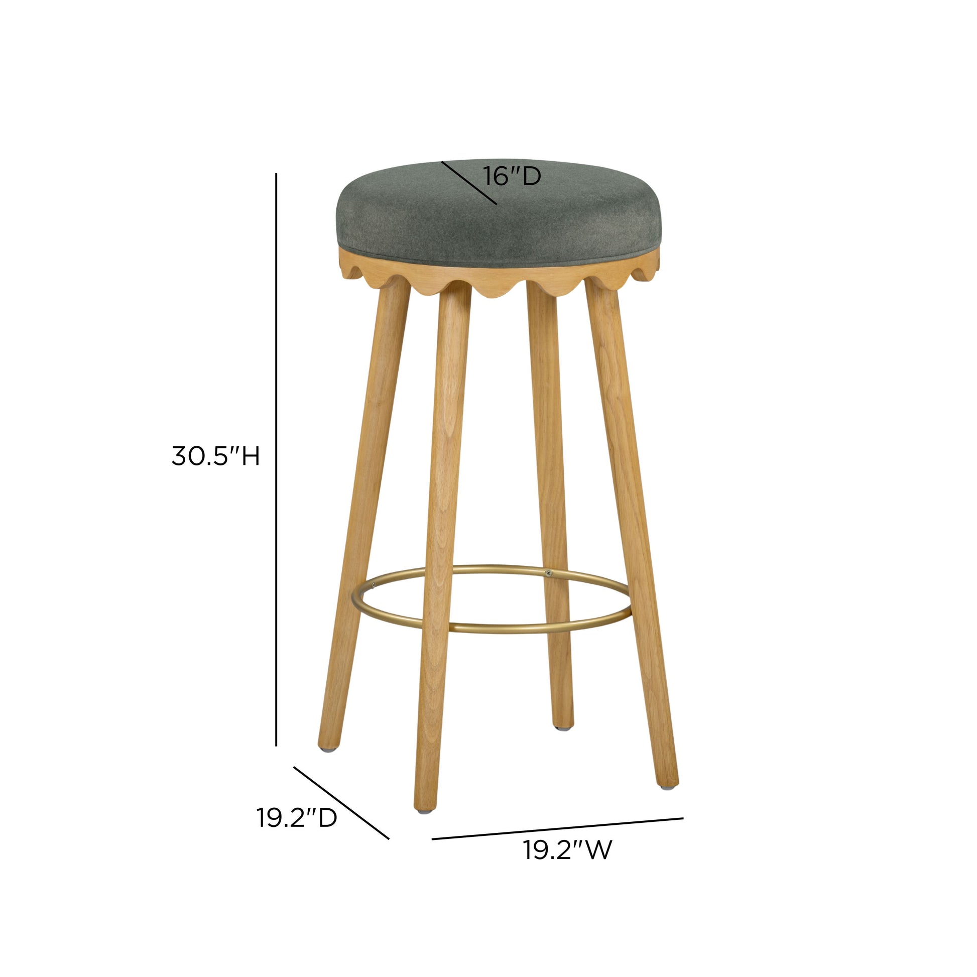 Oodle Green Performance Vegan Mohair Natural Bar Stool - Image 6