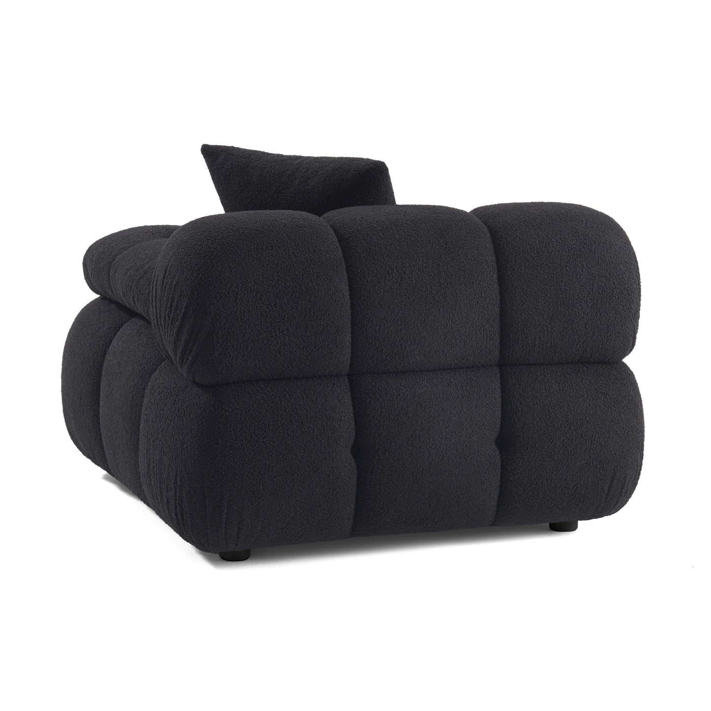 Calliope Performance Vegan Shearling Modular Corner Chair - Black - Image 4