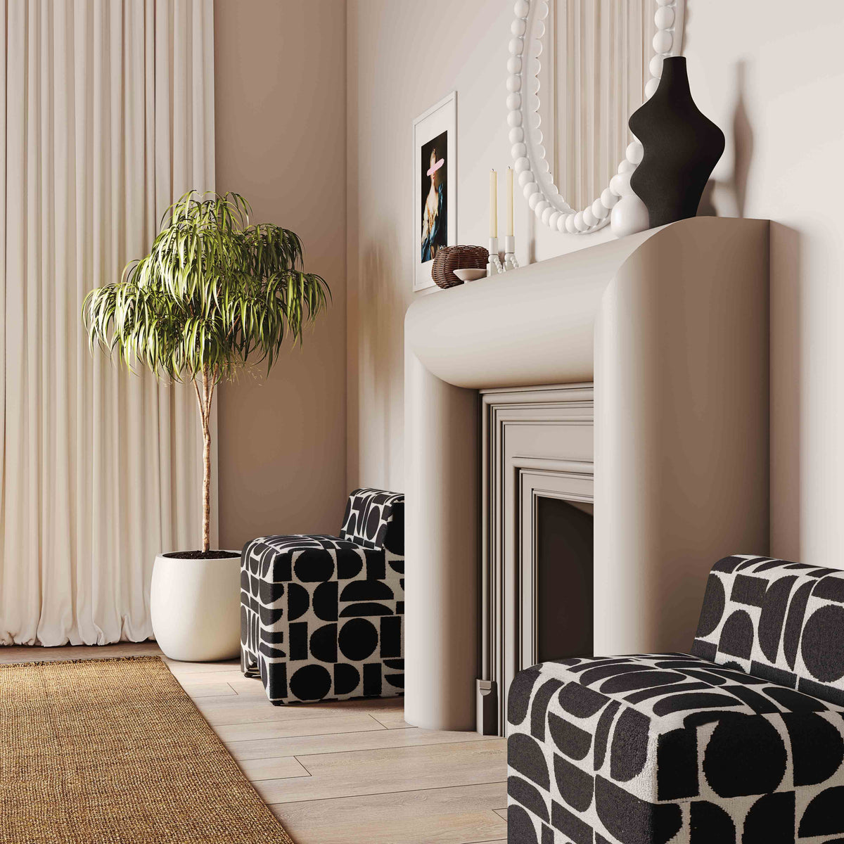 Pippa Accent Stool - Black and White - Image 3