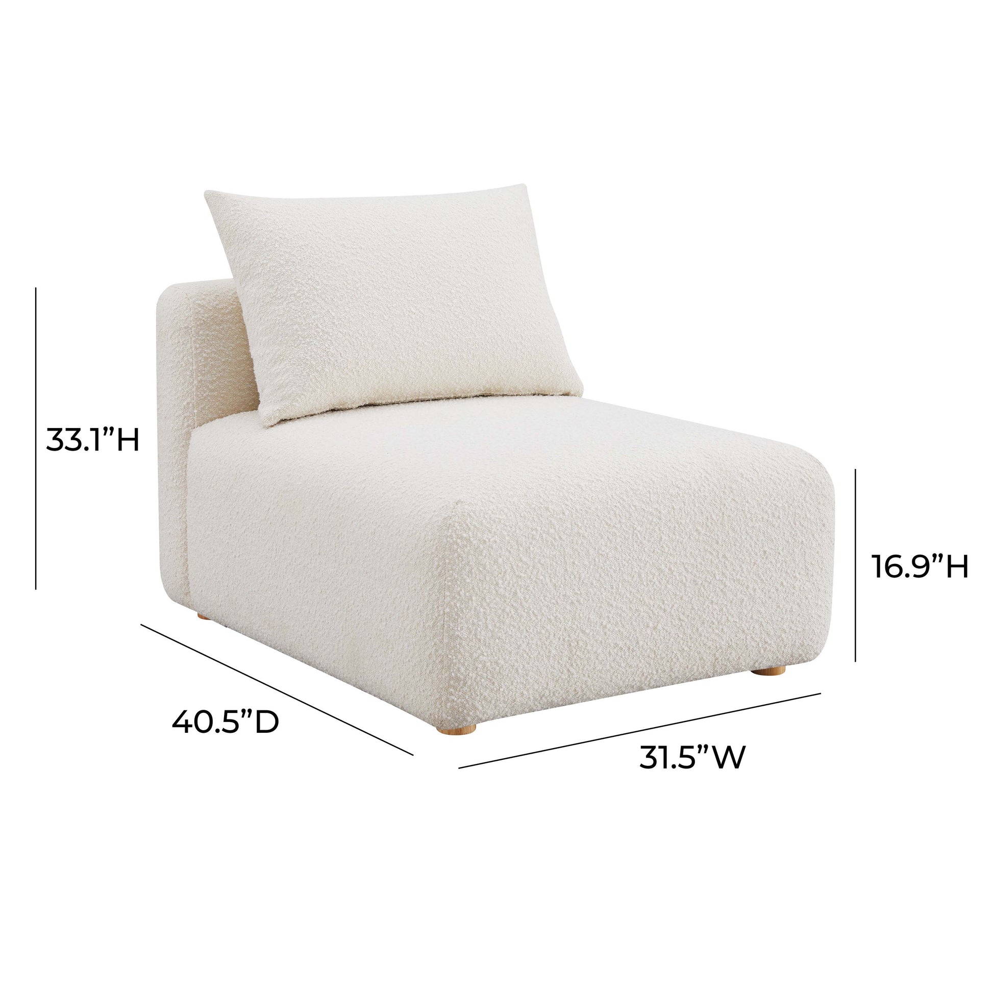 Hangover Modular Armless Chair - Cream - Image 5