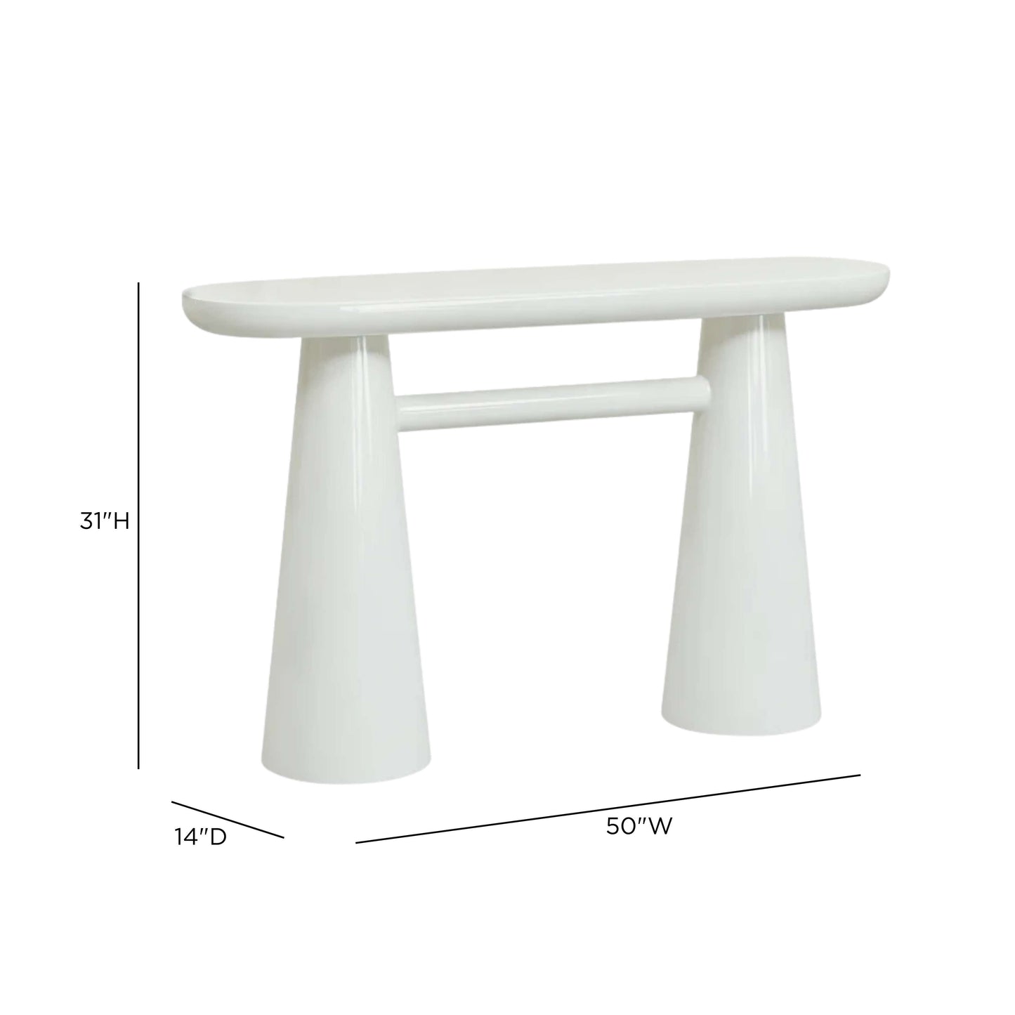 Baila Glossy Lacquer Console Table - Cream - Image 9
