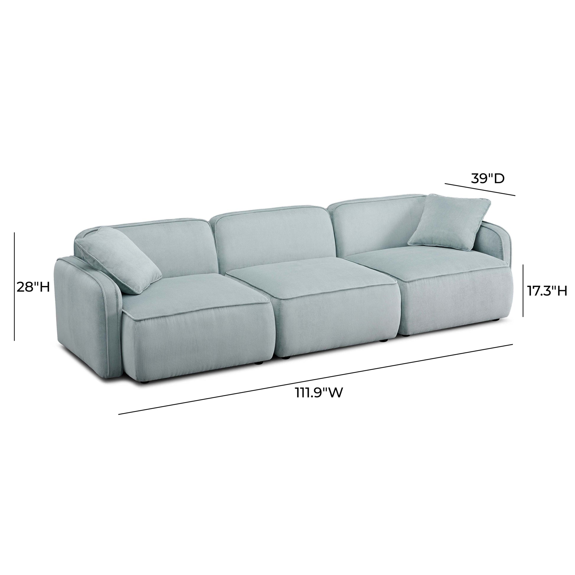 Travie 112" Modular Sofa - Sea Blue - Image 6
