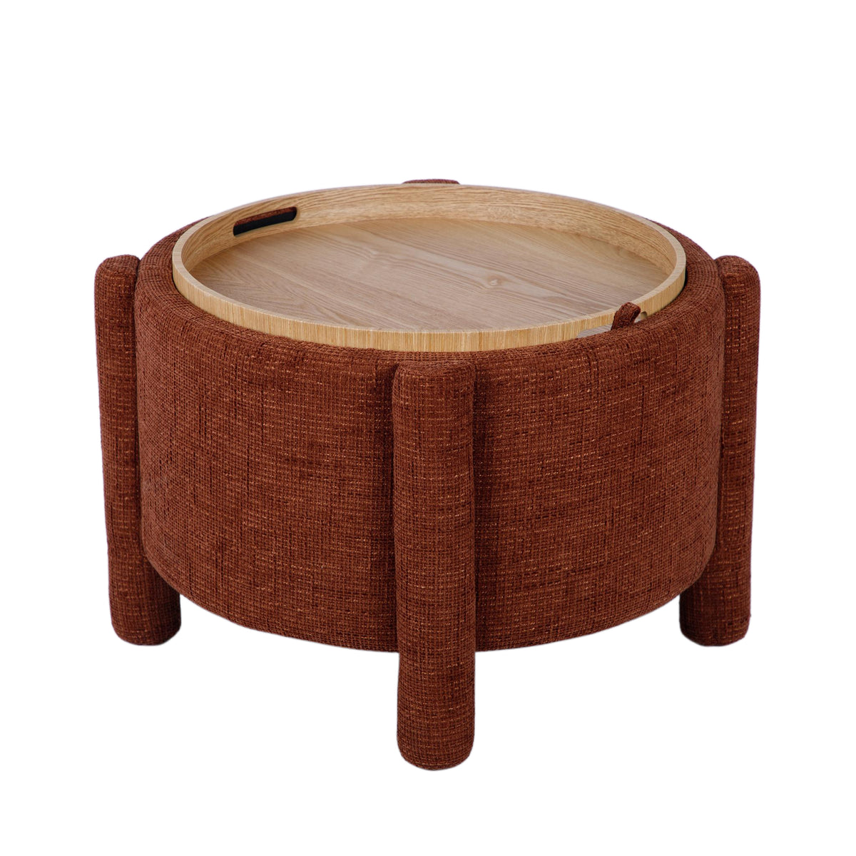 Bellamy Railroad Chenille Storage Stool With Reversible Tray Top - Brown - Image 4