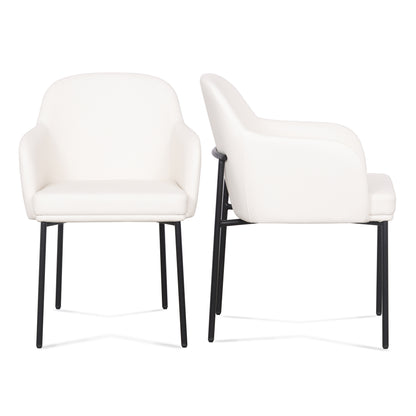 Sydney Performance Vegan Leather Armchair - Set of 2 - Cream - Image 1
