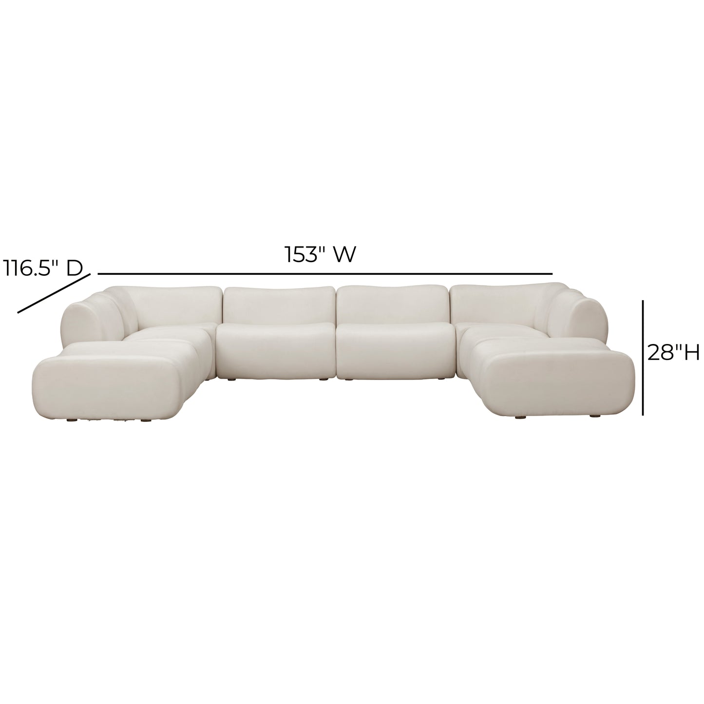 Zenith 8-Piece Contract-Grade Upcycled Fabric Modular U-Sectional - Cream - Image 8