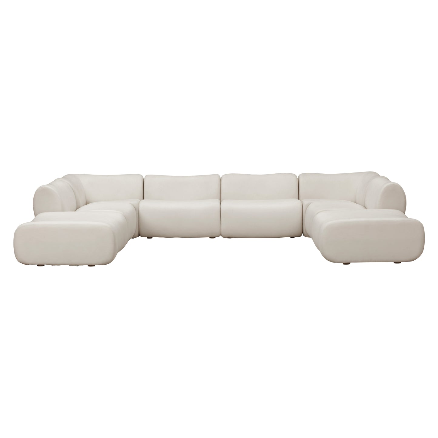 Zenith 8-Piece Contract-Grade Upcycled Fabric Modular U-Sectional - Cream - Image 1