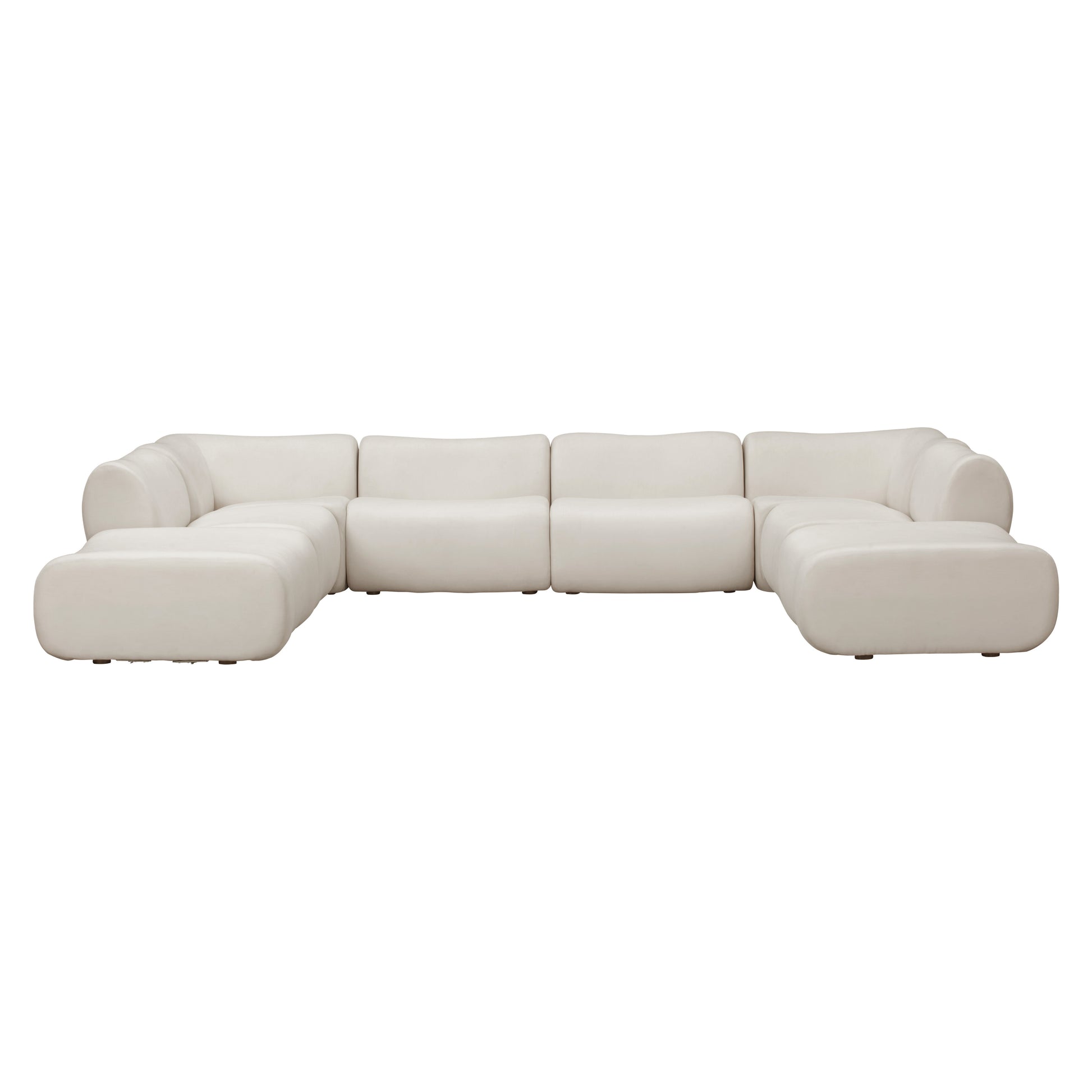 Zenith 8-Piece Contract-Grade Upcycled Fabric Modular U-Sectional - Cream - Image 1
