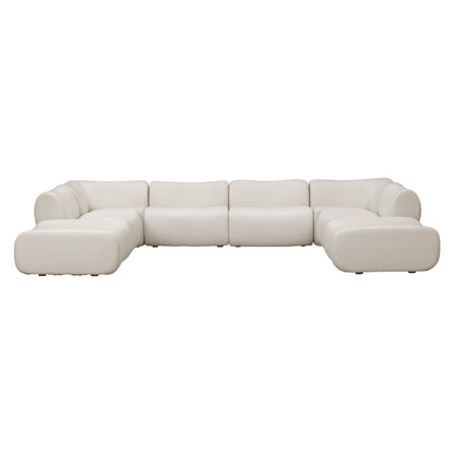 Zenith 8-Piece Contract-Grade Upcycled Fabric Modular U-Sectional - Cream - Image 1