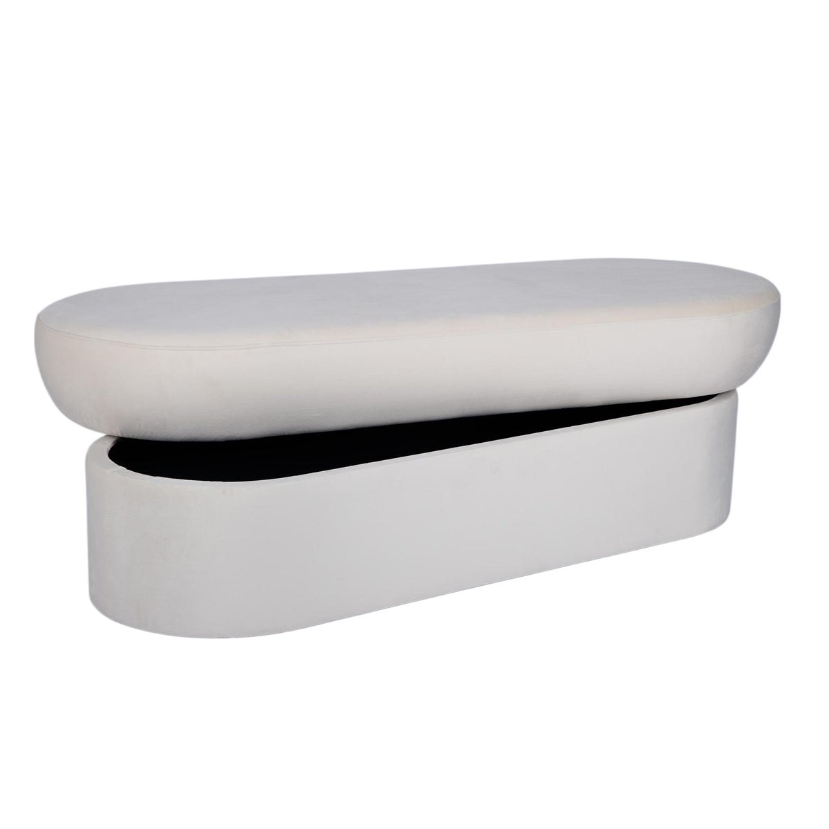 Andrea Performance Velvet Storage Bench (31"-50") - Cream / 50" - Image 4