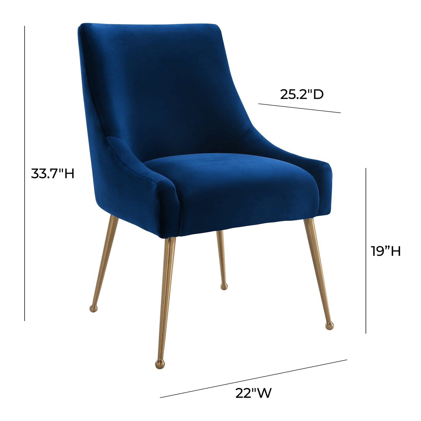 Beatrix Performance Velvet Dining Chair - Navy - Image 7