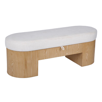 Poppi 49" Cream Performance Fabric Storage Bench - Image 1