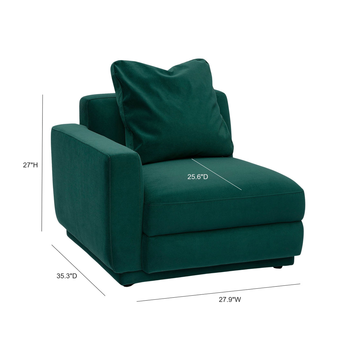 Perry Modular Corner Chair - Deep Green / LAF - Image 5