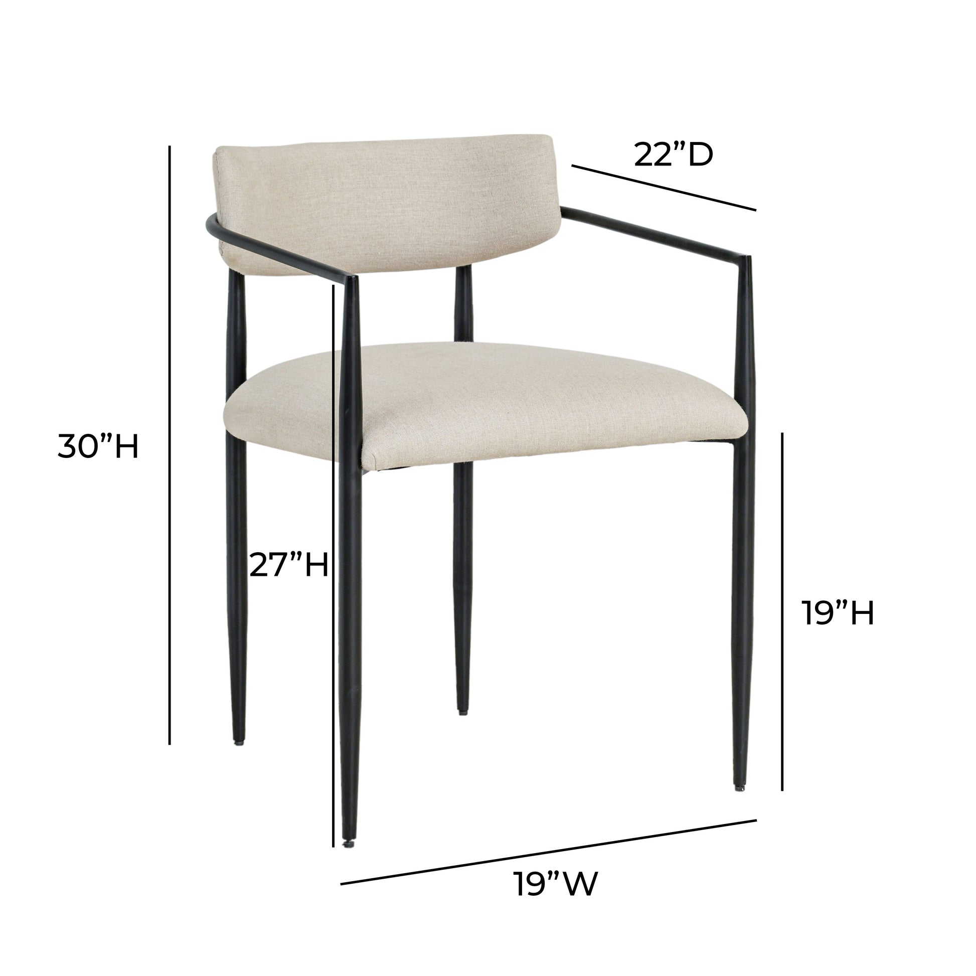 Forte Cream Linen Forged Iron Dining Chair - Image 7