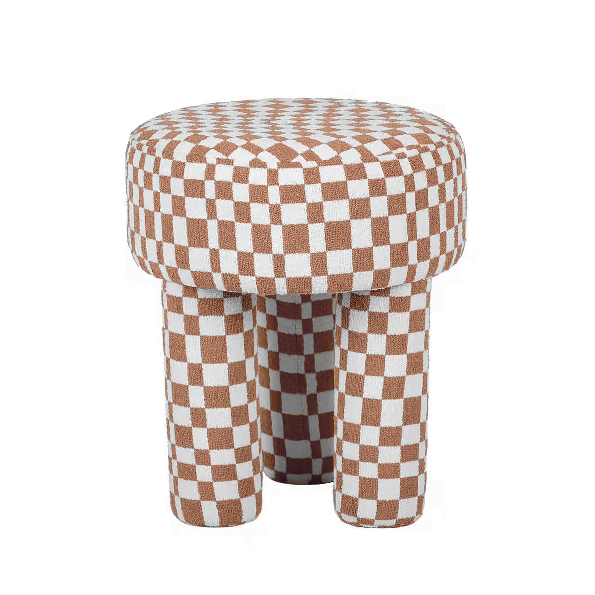 Claire Textured Accent Stool - White/Brown - Image 1
