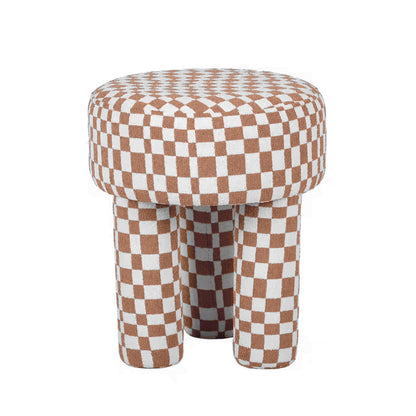 Claire Textured Accent Stool - White/Brown - Image 1