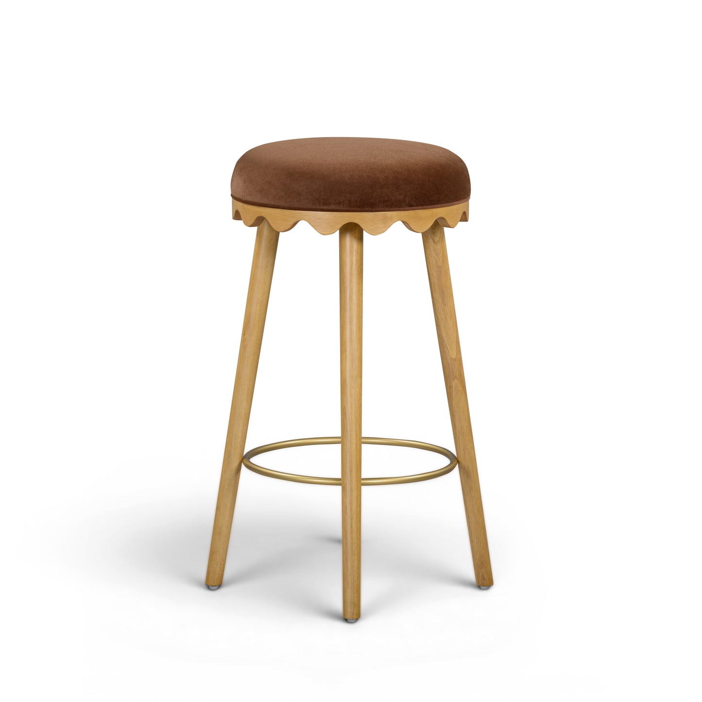 Oodle Bronze Performance Vegan Mohair Natural Bar Stool - Image 2