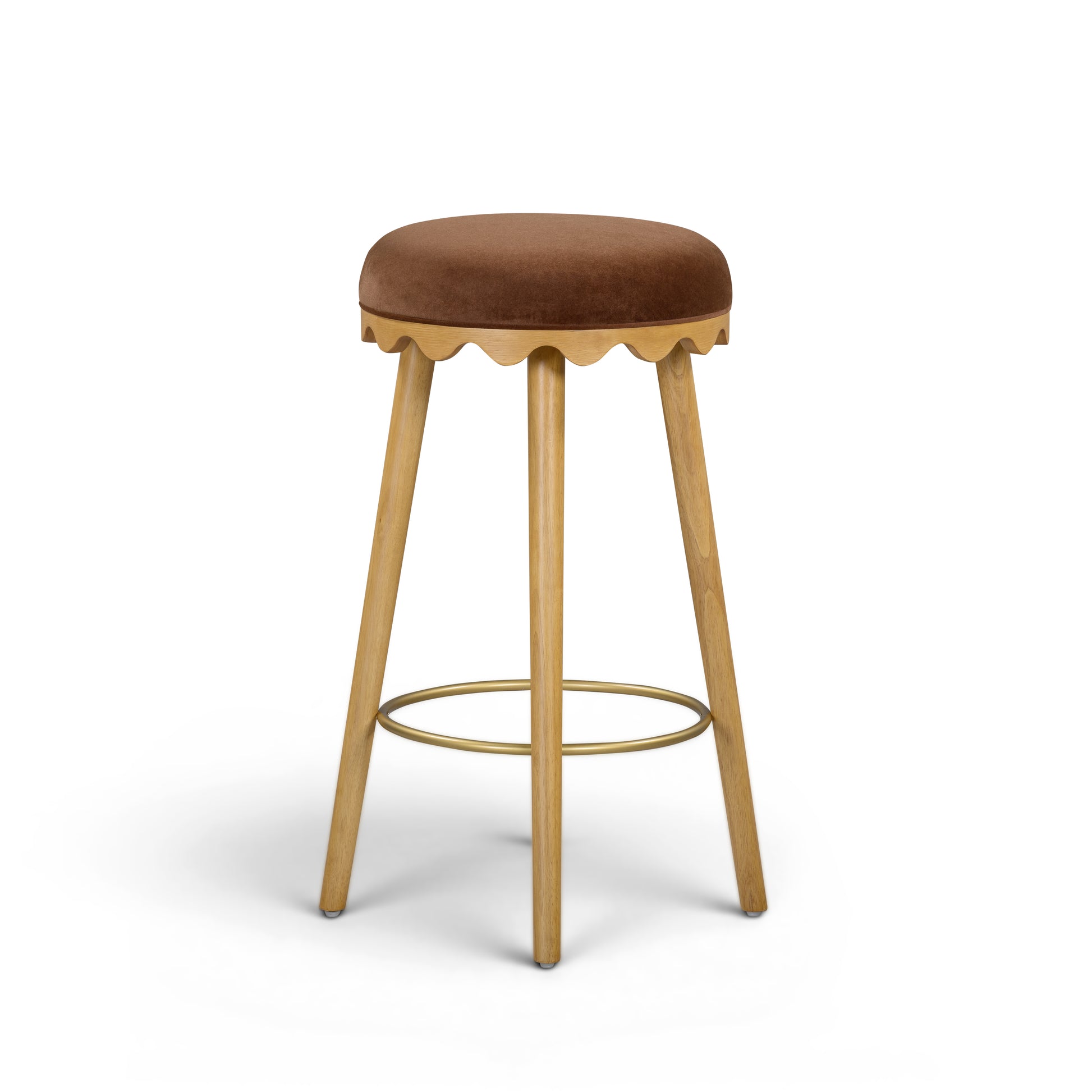 Oodle Bronze Performance Vegan Mohair Natural Bar Stool - Image 2