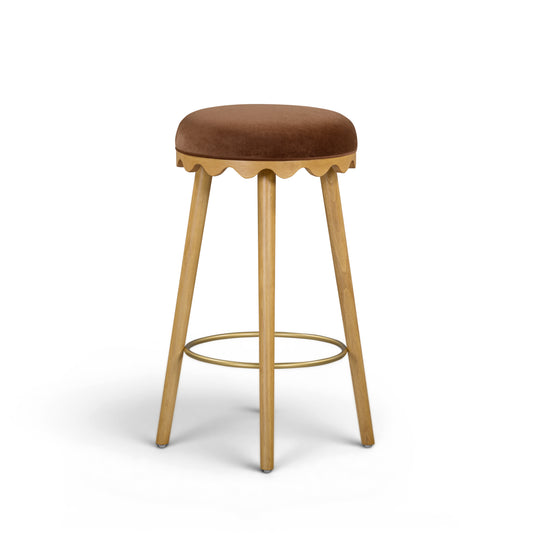 Oodle Bronze Performance Vegan Mohair Natural Bar Stool - Image 2
