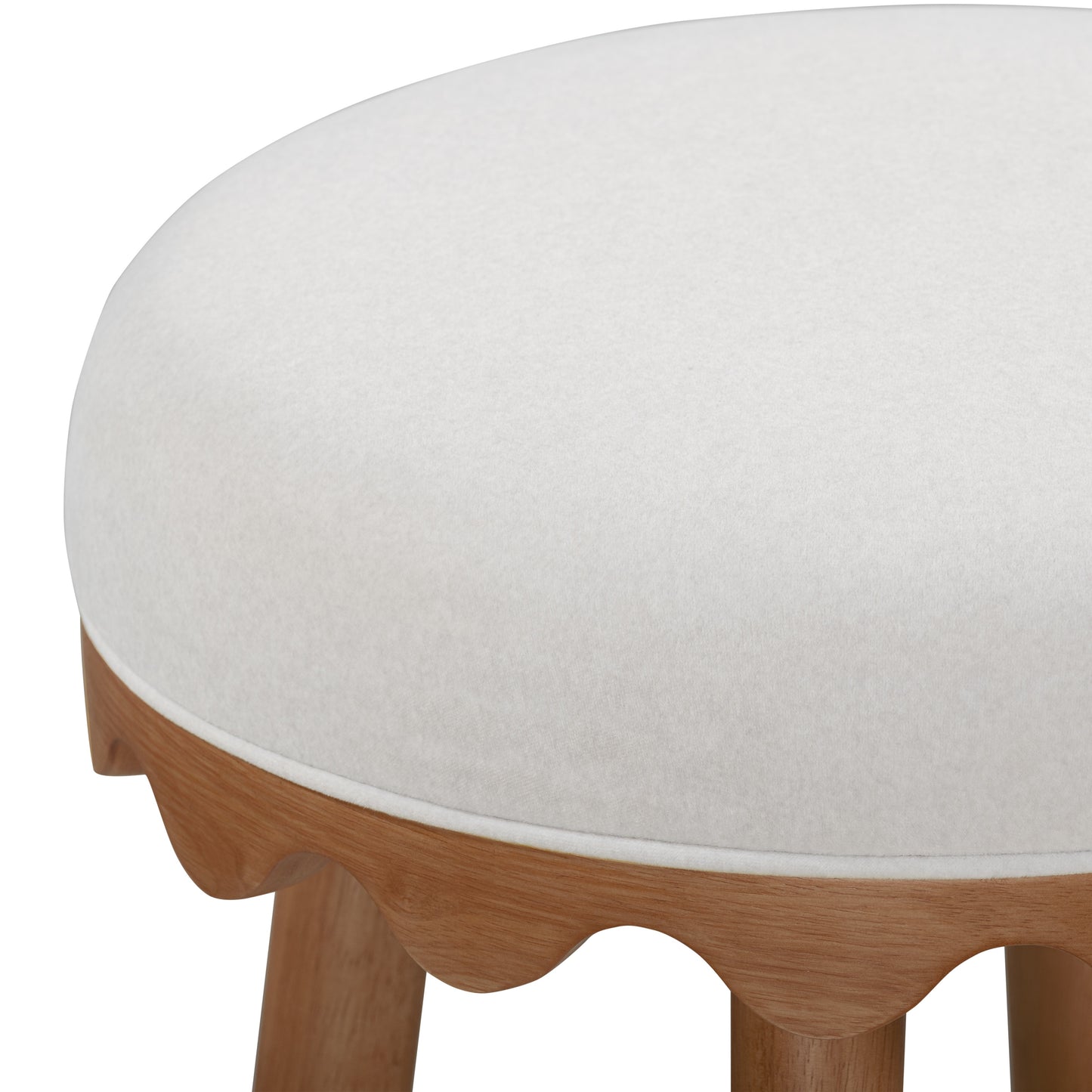 Oodle Cream Performance Vegan Mohair Light Walnut Counter Stool - Image 4