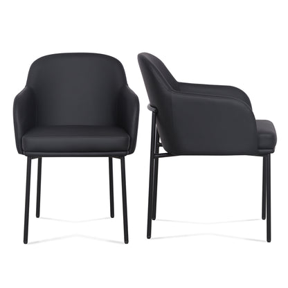 Sydney Performance Vegan Leather Armchair - Set of 2 - Black - Image 1