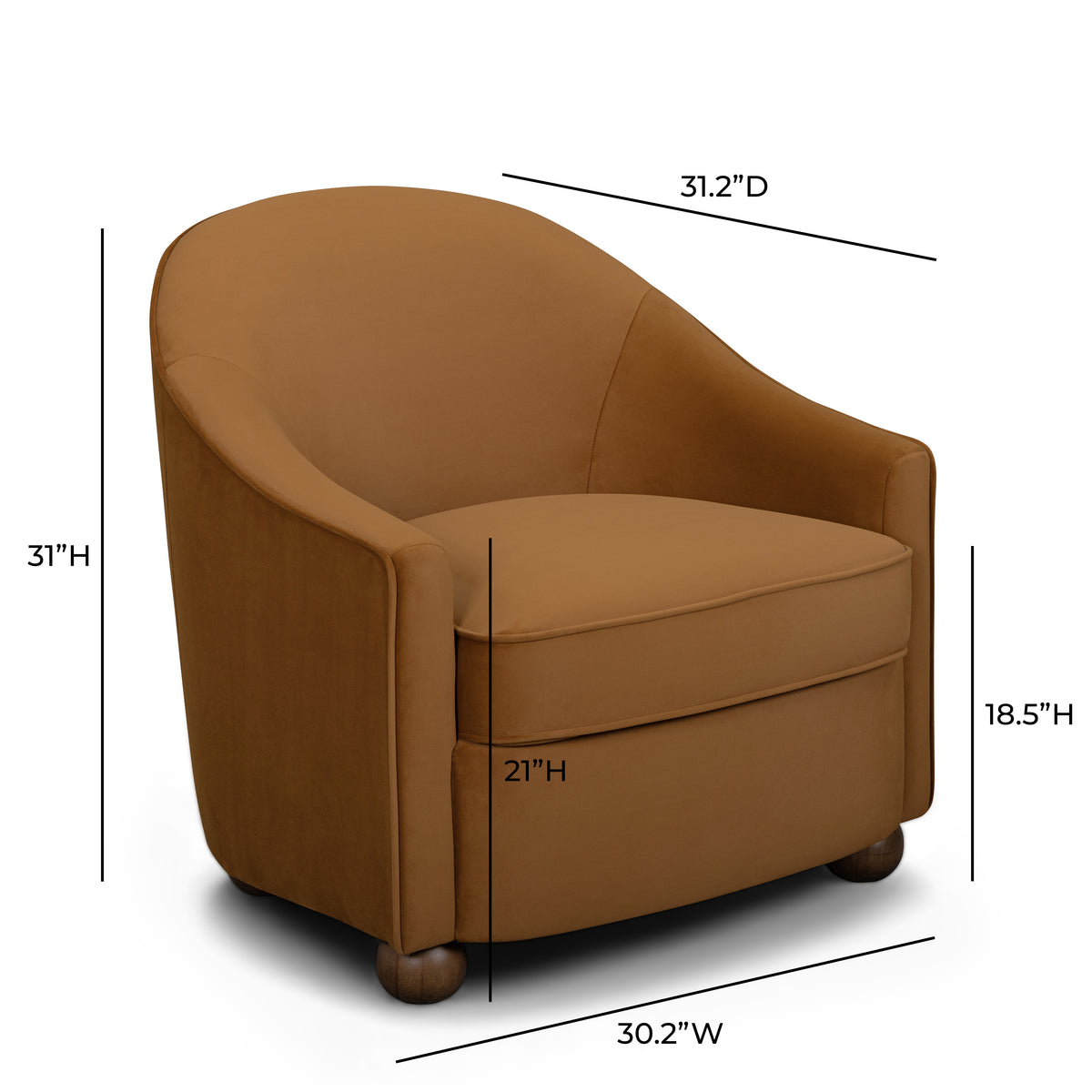 Cettie Performance Velvet Accent Chair - Cognac - Image 7