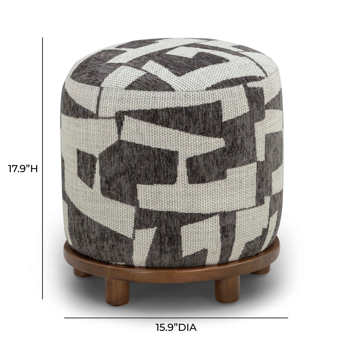 Bisou Performance Jacquard Ottoman - Black - Image 4