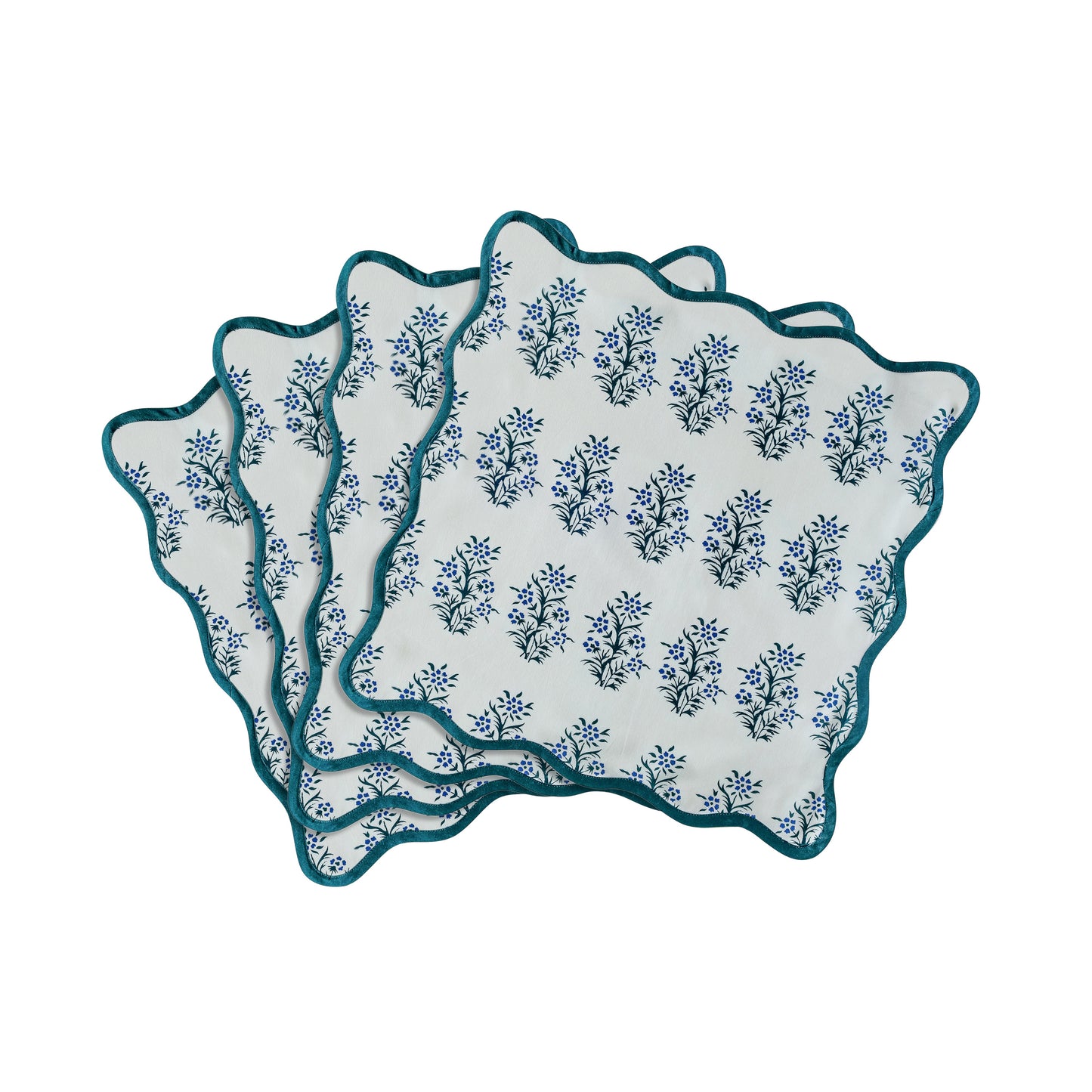 Crissy Cotton Canvas Printed Napkins - Set of 4 - Blue Cornflower - Image 5