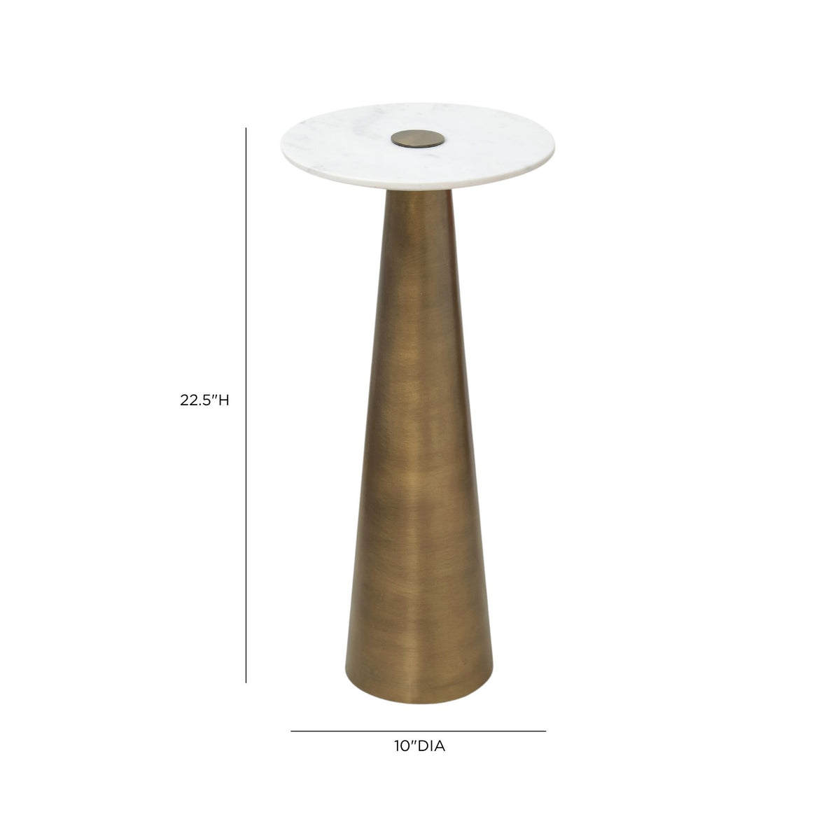 Clement Antique Brass Side Table with White Marble - 10" - Image 4