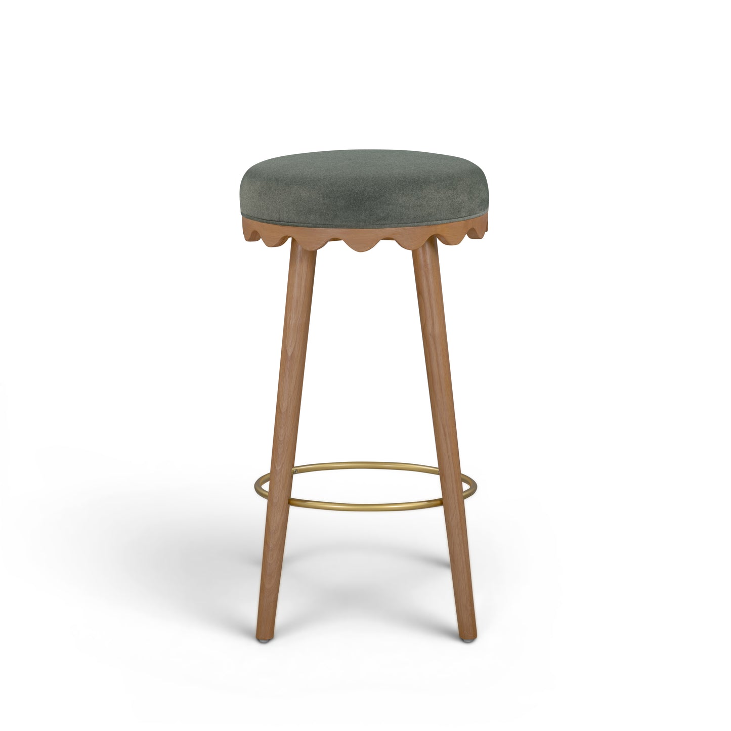 Oodle Green Performance Vegan Mohair Light Walnut Bar Stool - Image 3