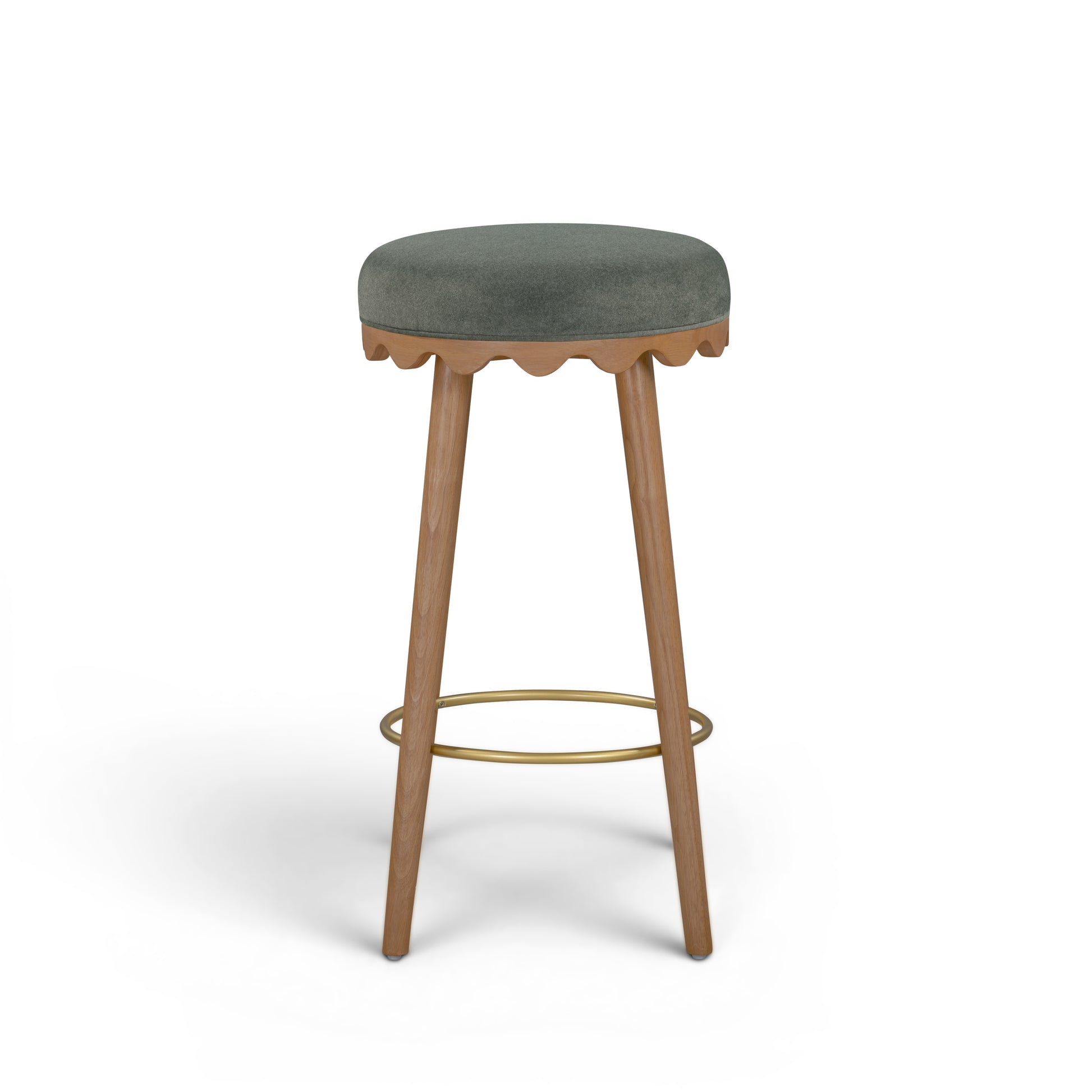 Oodle Green Performance Vegan Mohair Light Walnut Bar Stool - Image 3