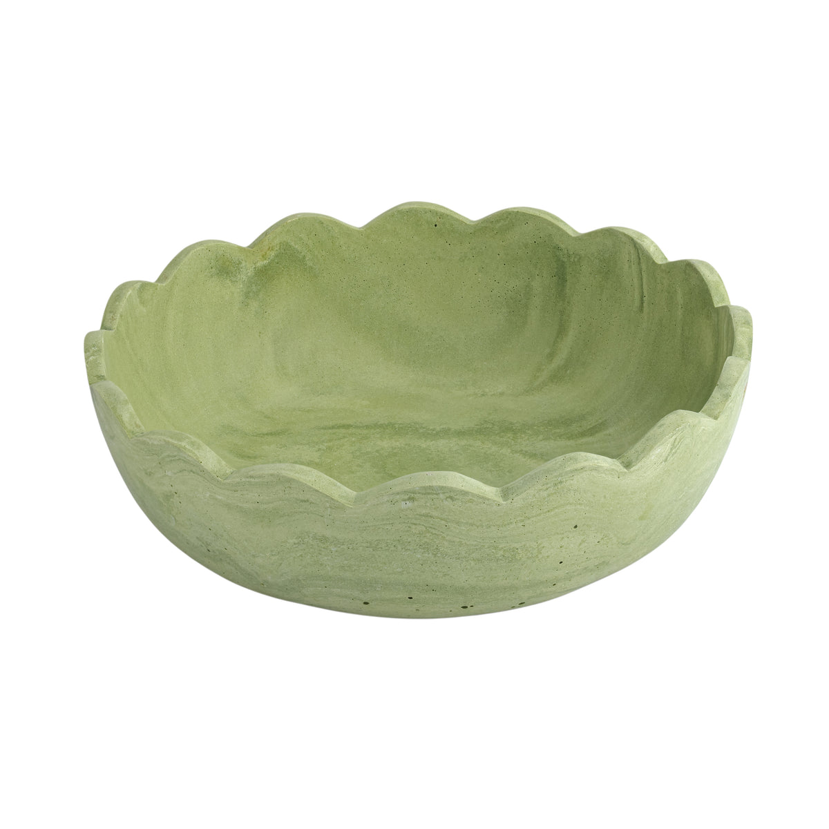Holly Scalloped Resin Salad Bowl - Green - Image 1