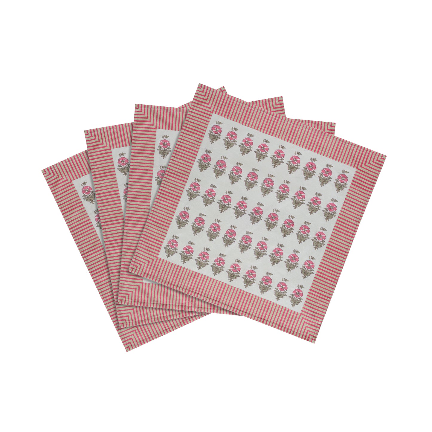 Crissy Cotton Canvas Printed Napkins - Set of 4 - Pink Vintage Floral - Image 5