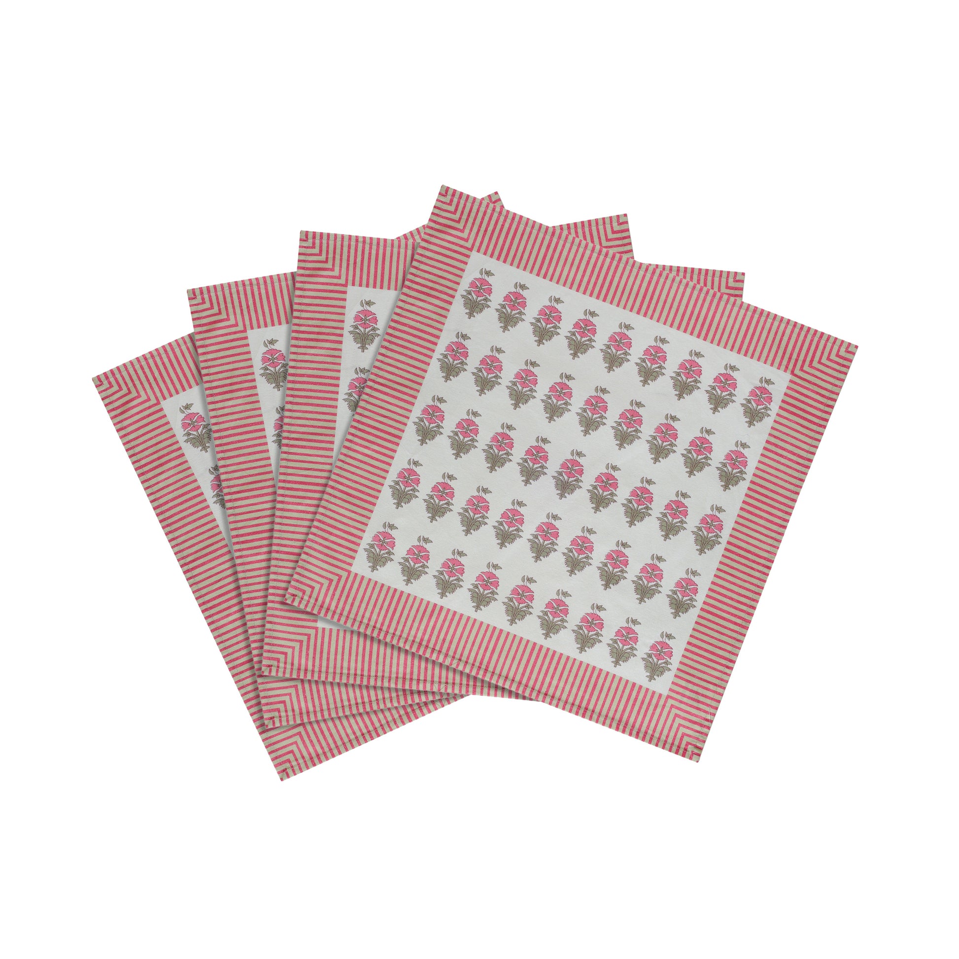 Crissy Cotton Canvas Printed Napkins - Set of 4 - Pink Vintage Floral - Image 5