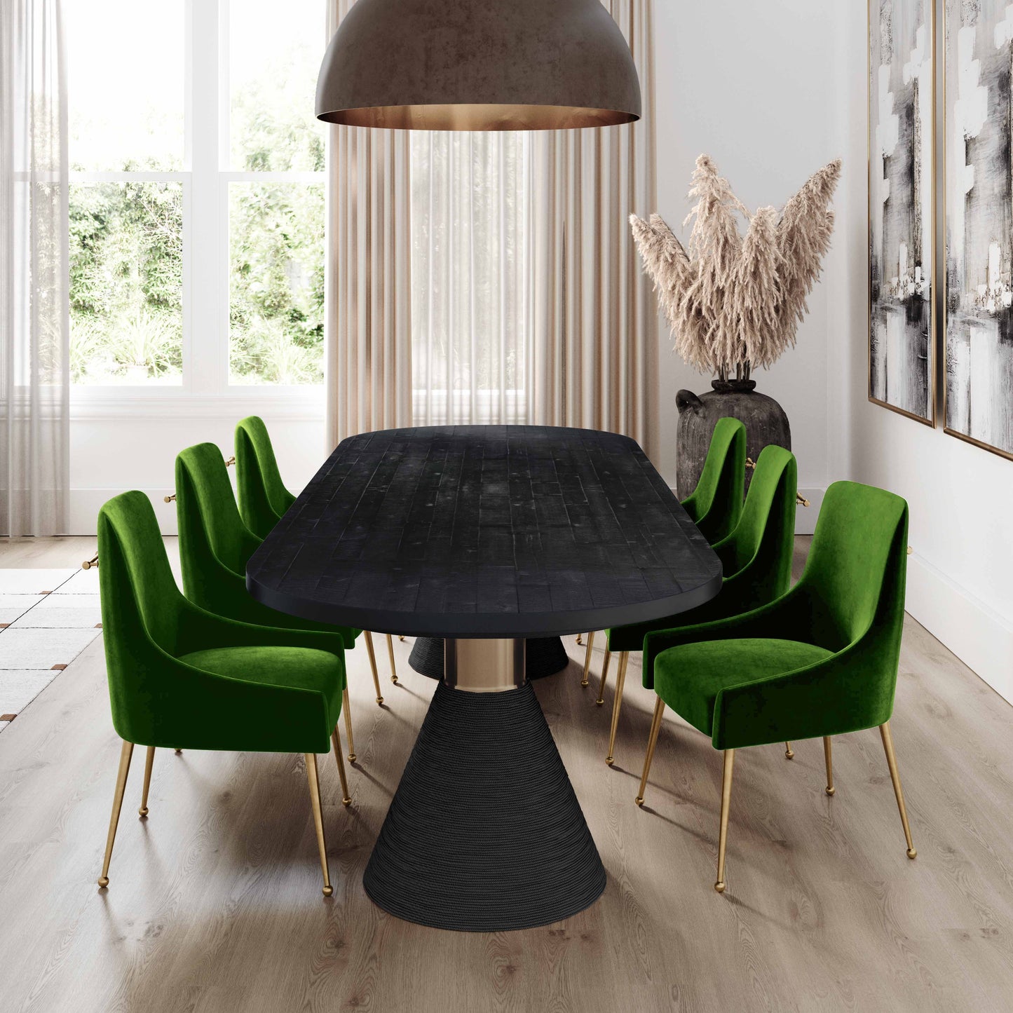 Beatrix Performance Velvet Dining Chair - Green - Image 2