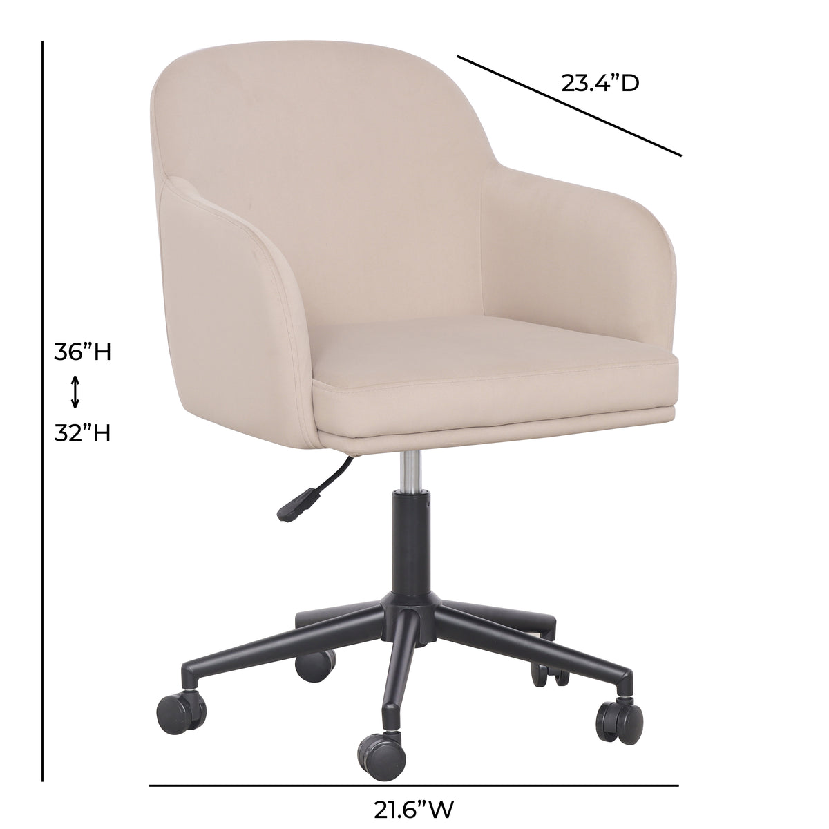 Sydney Office Desk Chair - Taupe - Image 7