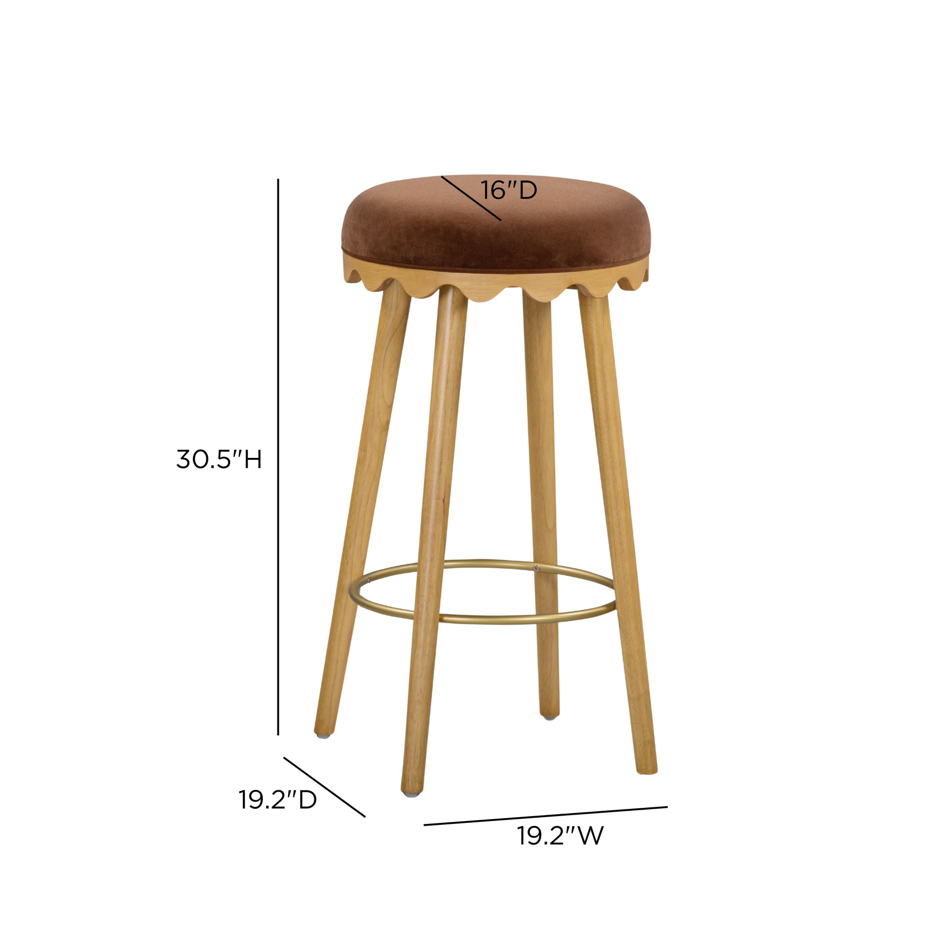 Oodle Bronze Performance Vegan Mohair Natural Bar Stool - Image 6