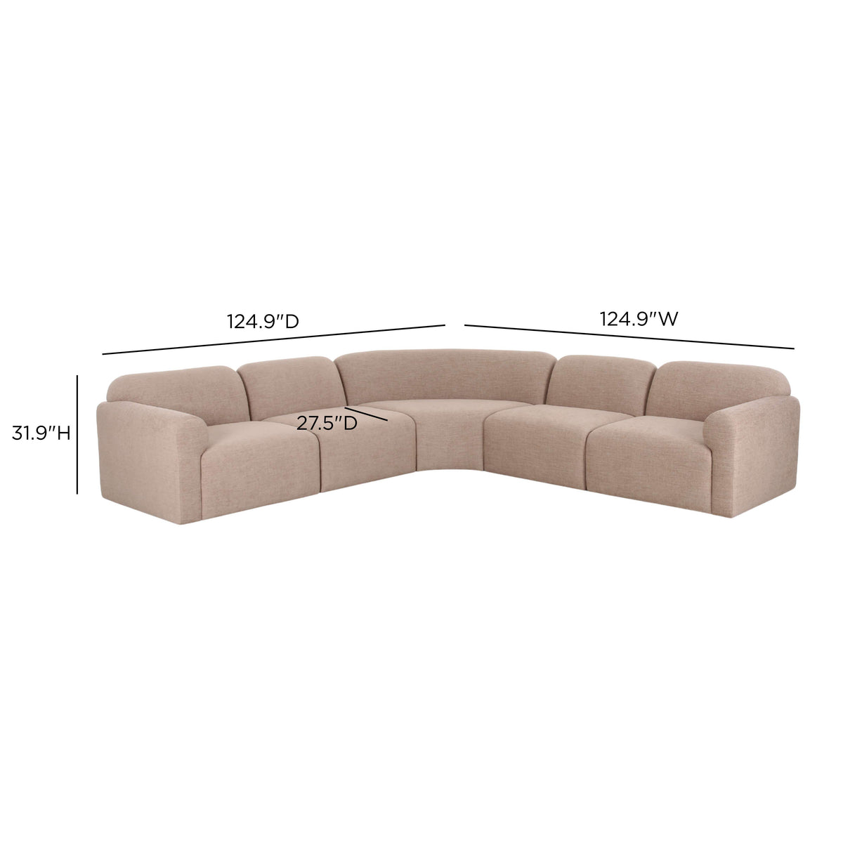 Gorge 5-Piece Modular Corner Sectional - Tan - Image 5
