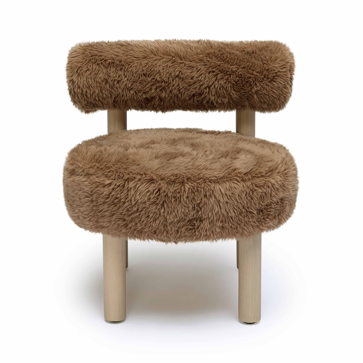 Carmel Contract-Grade Vegan Shearling Accent Chair - Taupe - Image 3