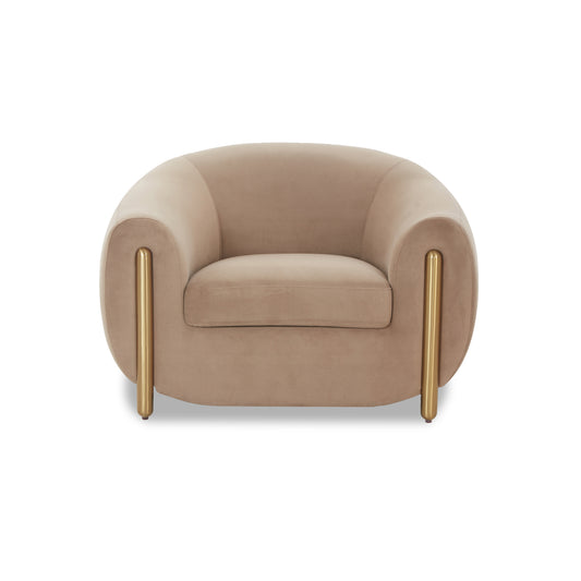 Lina Cafe Au Lait Performance Velvet Accent Chair - Image 1