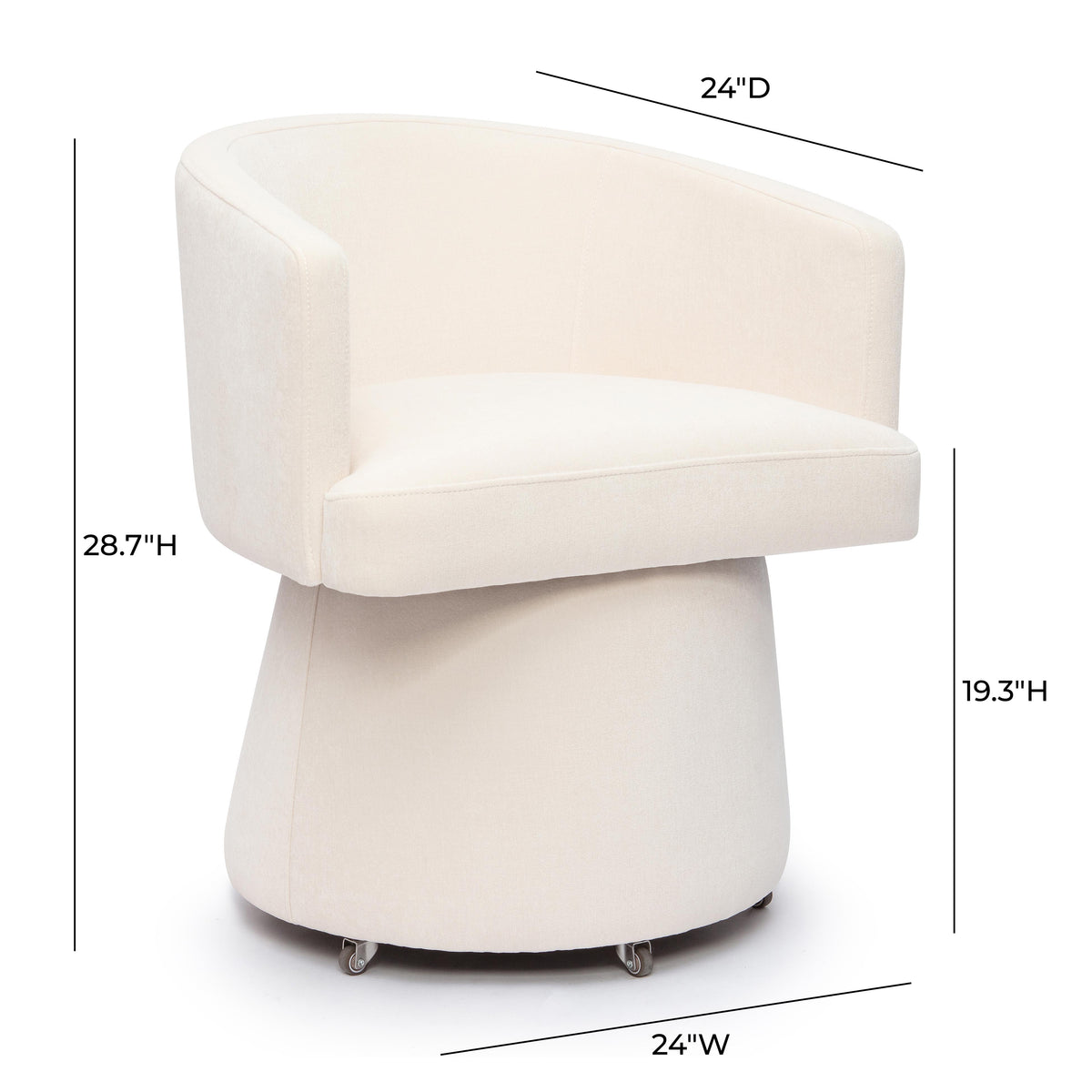 Kristen Rolling Desk Chair - Cream - Image 6
